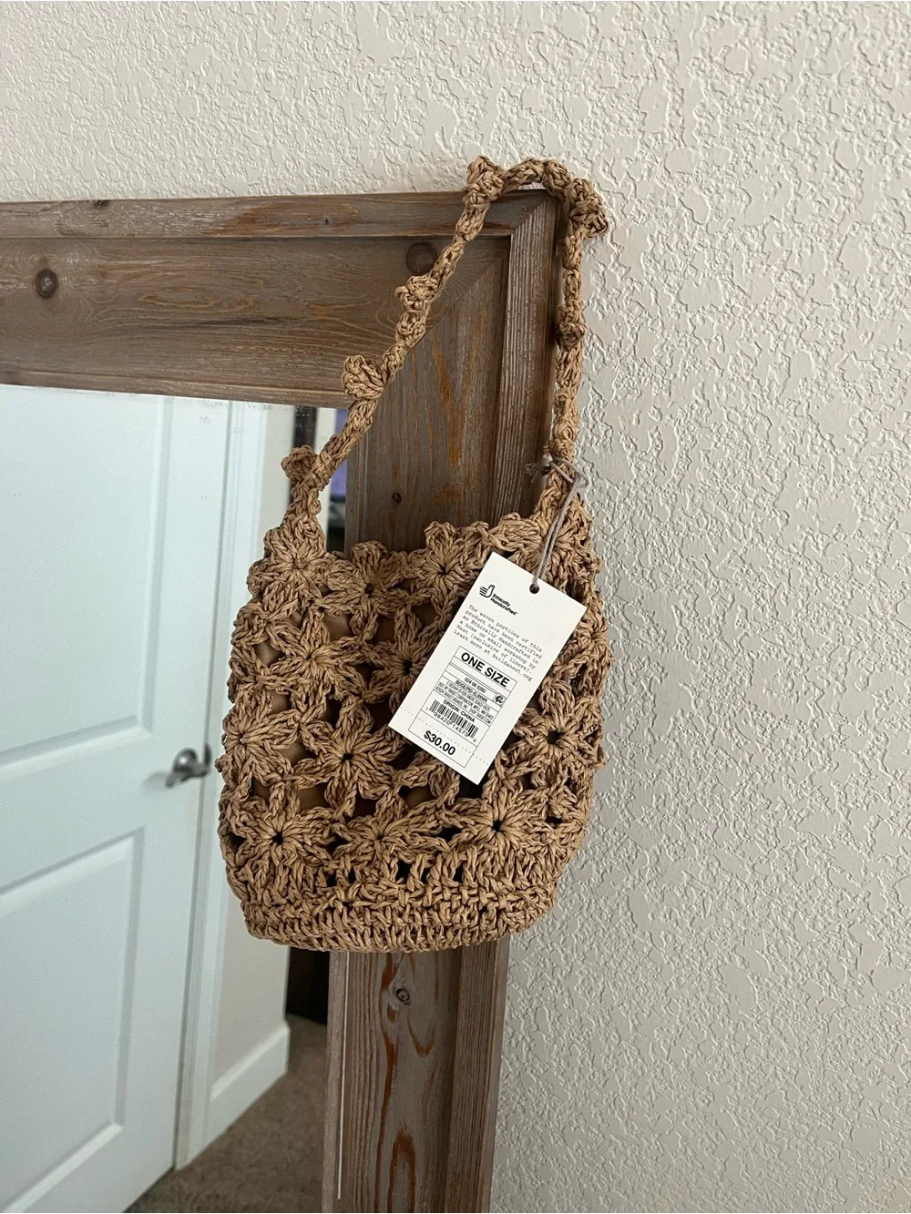 Handcrafted Crochet Shoulder Bag in Tan